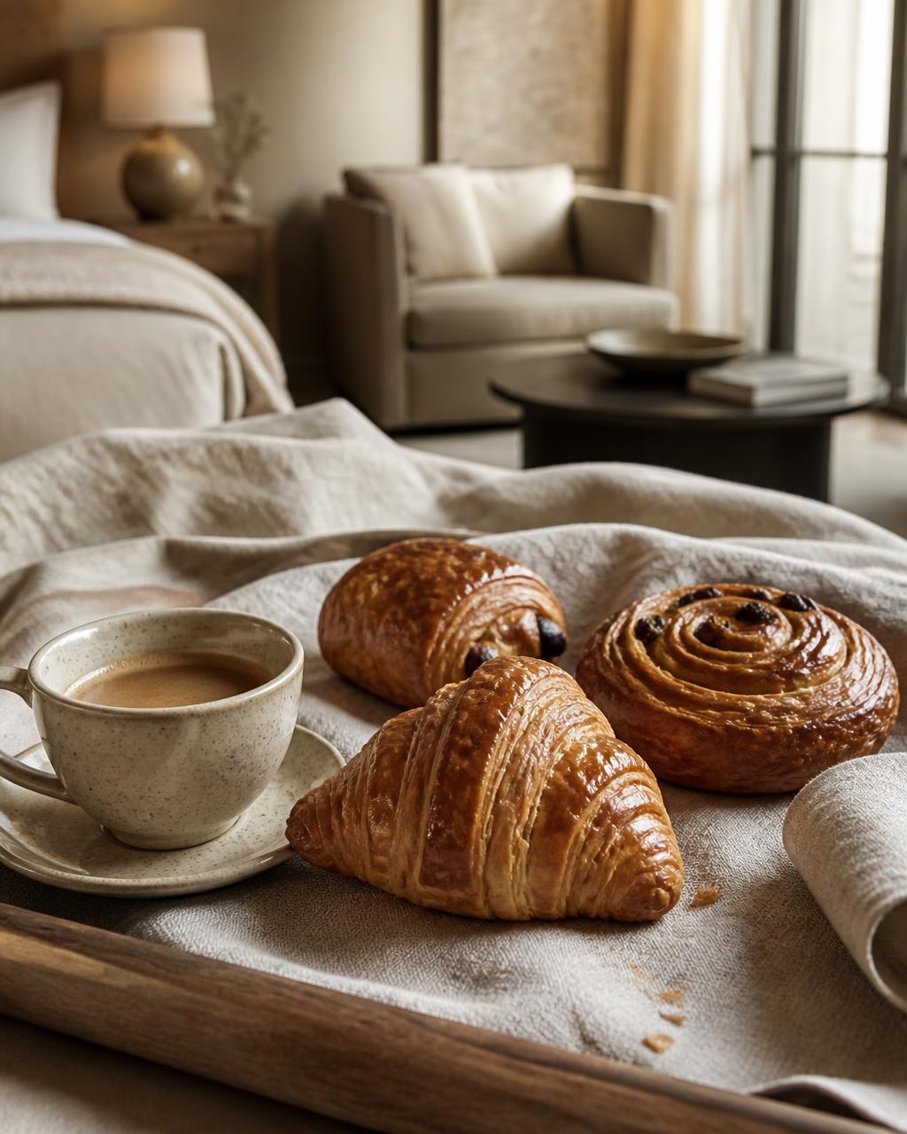 Close-up of coffee served in the same suite